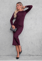Kleid longsleeve z marszczeniem  Camera Ready Schokoladenbraun