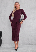 Kleid longsleeve z marszczeniem  Camera Ready Schokoladenbraun