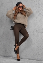 Laserowo cięte Leggings z zapiętkami Secret Beauty Schokoladenbraun