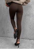 Laserowo cięte Leggings z zapiętkami Secret Beauty Schokoladenbraun