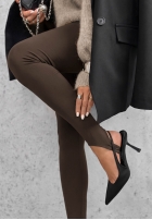 Laserowo cięte Leggings z zapiętkami Secret Beauty Schokoladenbraun