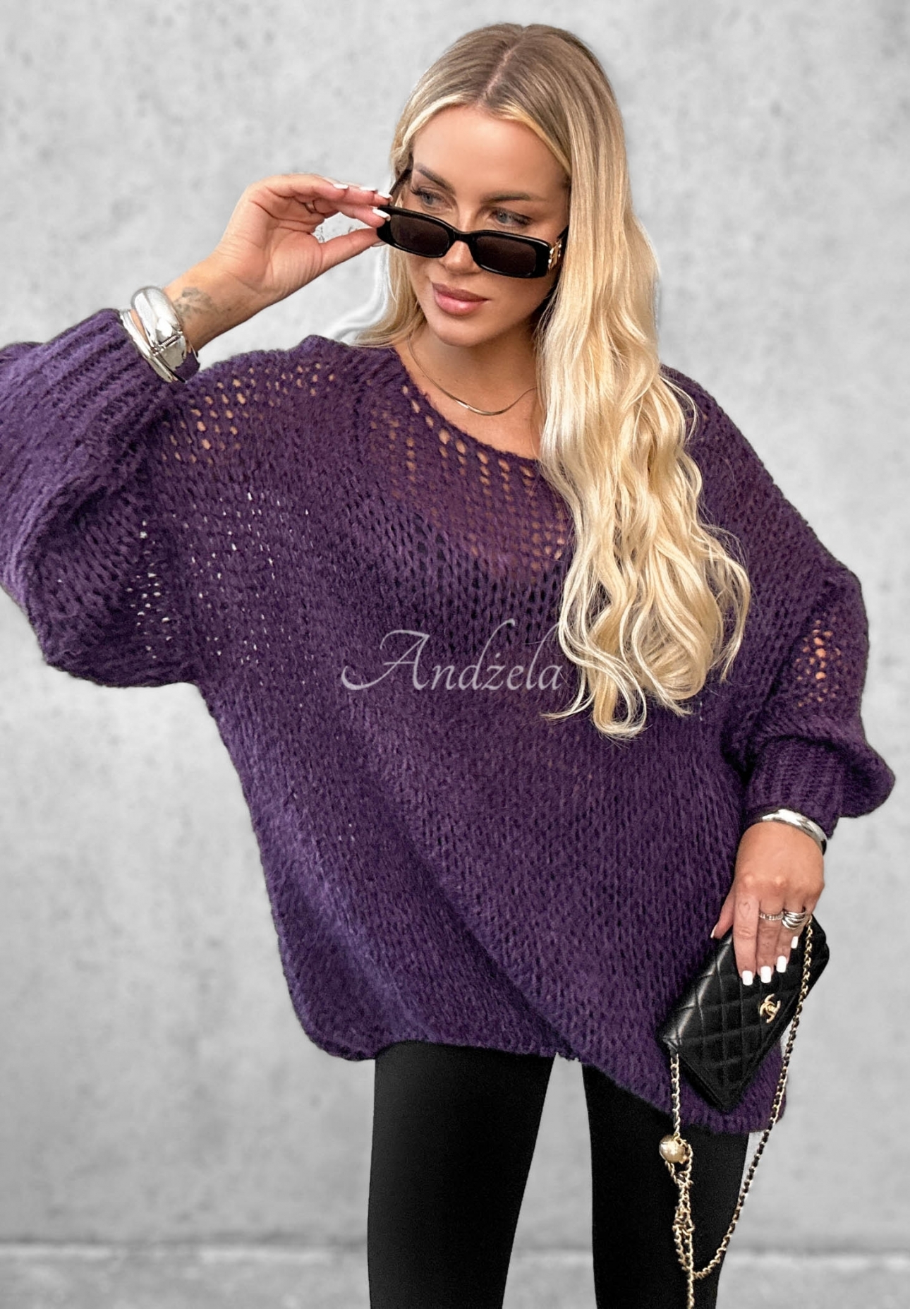 Weicher Oversize Pullover aus Wolle und Viskose Sugar Babe Beerenfarben