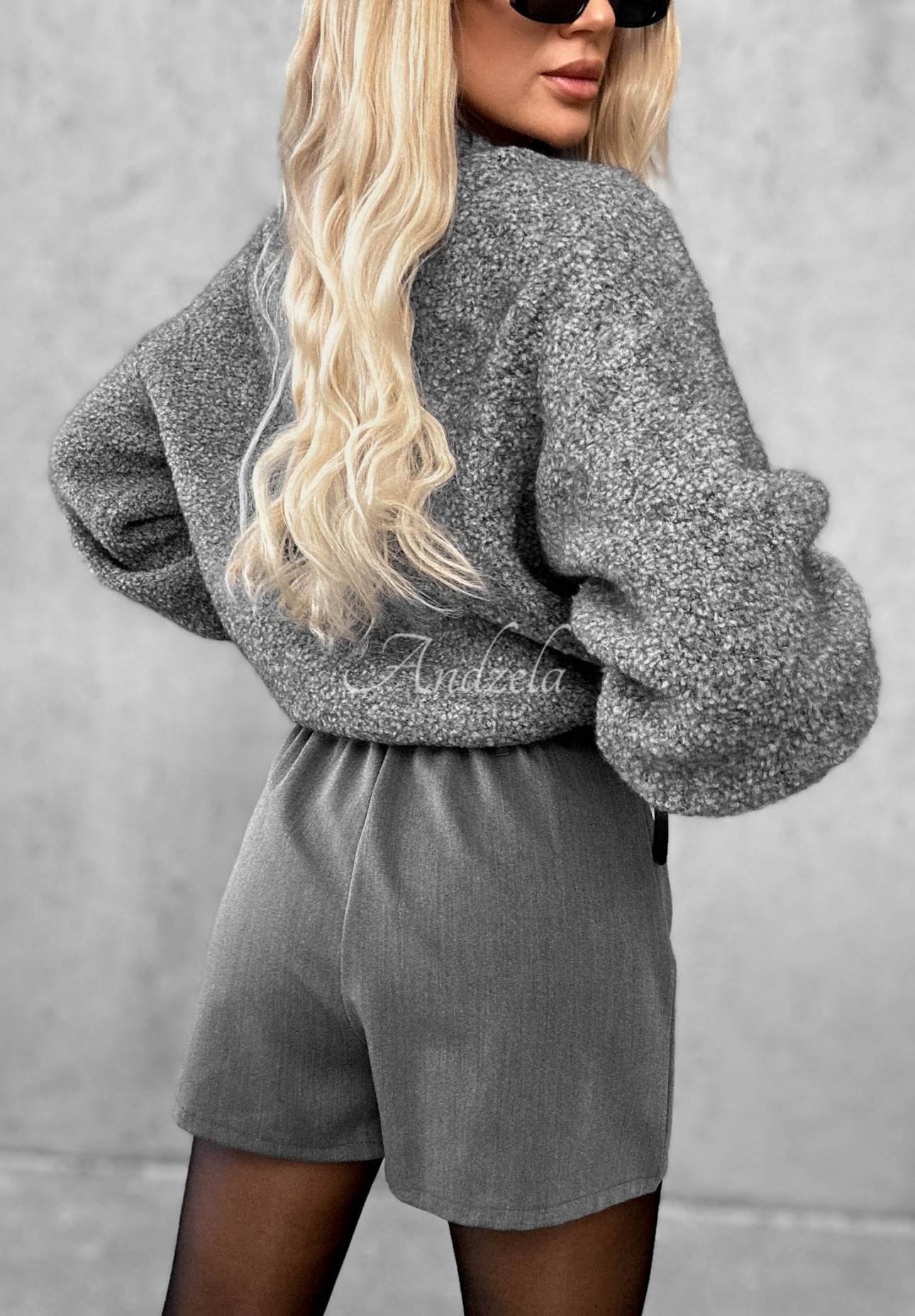 Pullover mit Mohair und Wolle Long Evening Grau
