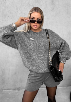 Pullover mit Mohair und Wolle Long Evening Grau