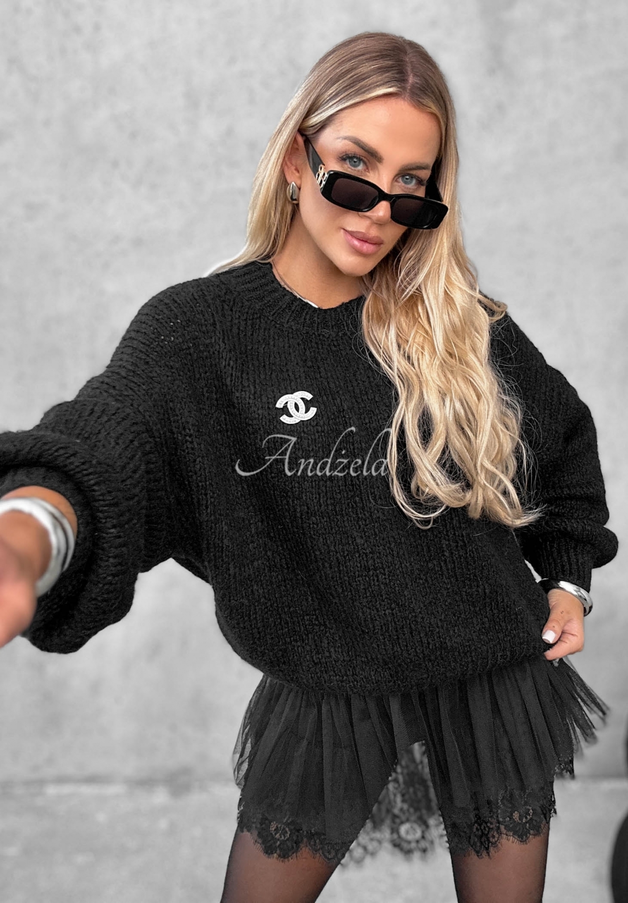 Pullover mit Puffärmeln Maybe Never Schwarz