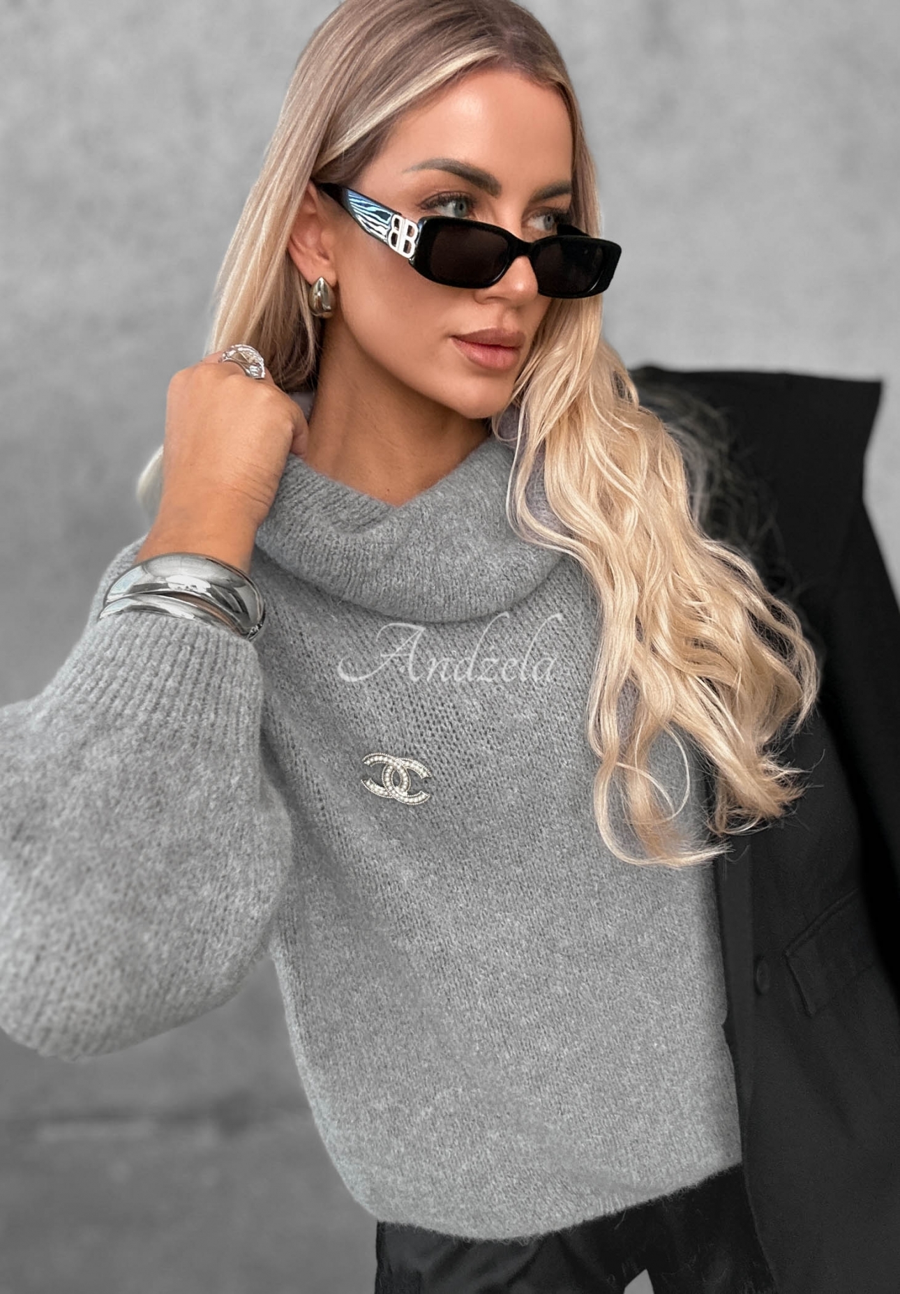 Weicher Pullover mit Rollkragen und Alpaka-Anteil Lovely Cute Grau