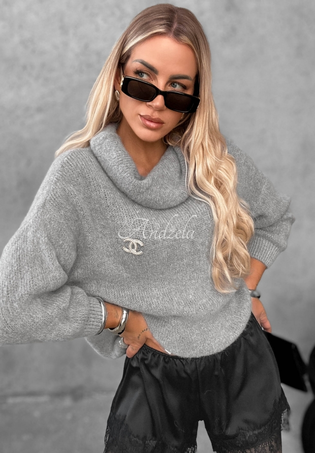 Weicher Pullover mit Rollkragen und Alpaka-Anteil Lovely Cute Grau