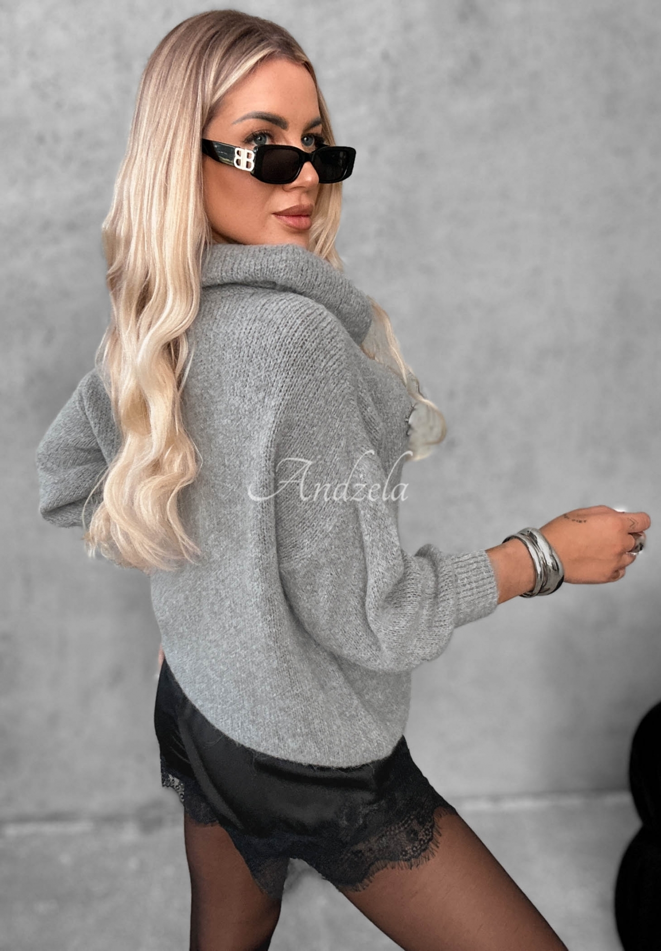 Weicher Pullover mit Rollkragen und Alpaka-Anteil Lovely Cute Grau
