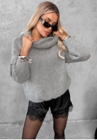 Miękki Pullover oversize z golfem Lovely Cute Rot