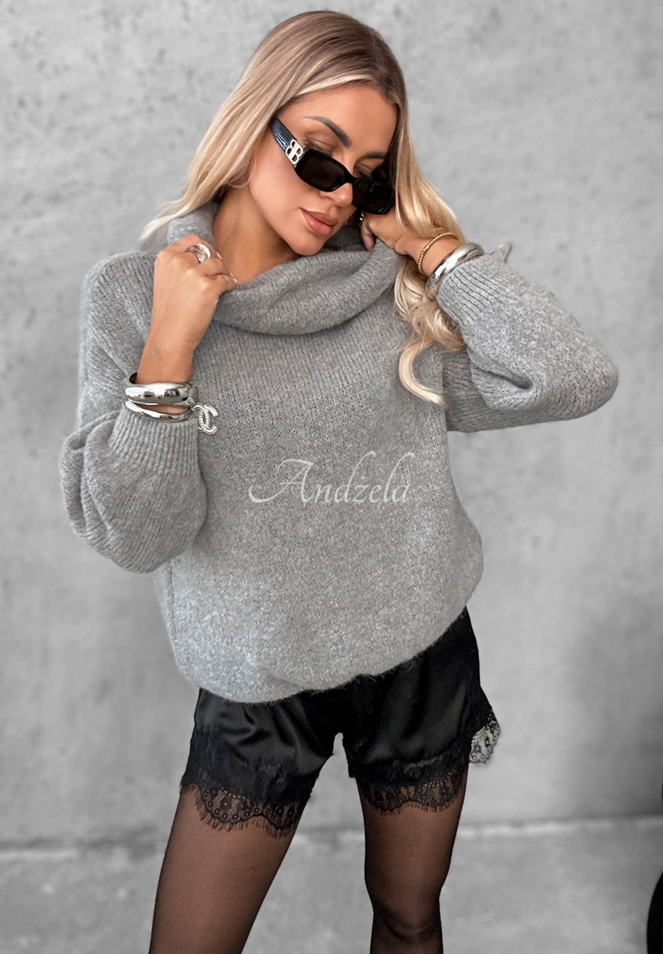 Weicher Pullover mit Rollkragen und Alpaka-Anteil Lovely Cute Grau