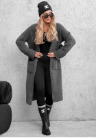 Lange oversized Strickjacke mit Taschen Marbelio Burgunderrot
