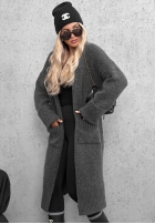 Lange oversized Strickjacke mit Taschen Marbelio Burgunderrot
