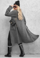Lange oversized Strickjacke mit Taschen Marbelio Burgunderrot