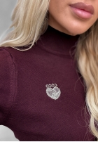Miękki Pullover z golfem Simple Knit Beerenfarben