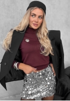 Miękki Pullover z golfem Simple Knit Beerenfarben