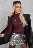 Miękki Pullover z golfem Simple Knit Beerenfarben