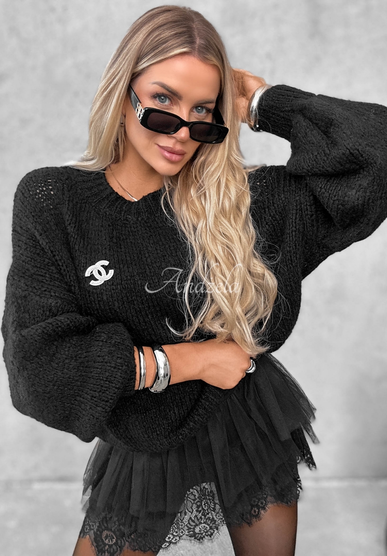 Viskose-Unterkleid mit Spitze Good Point Schwarz