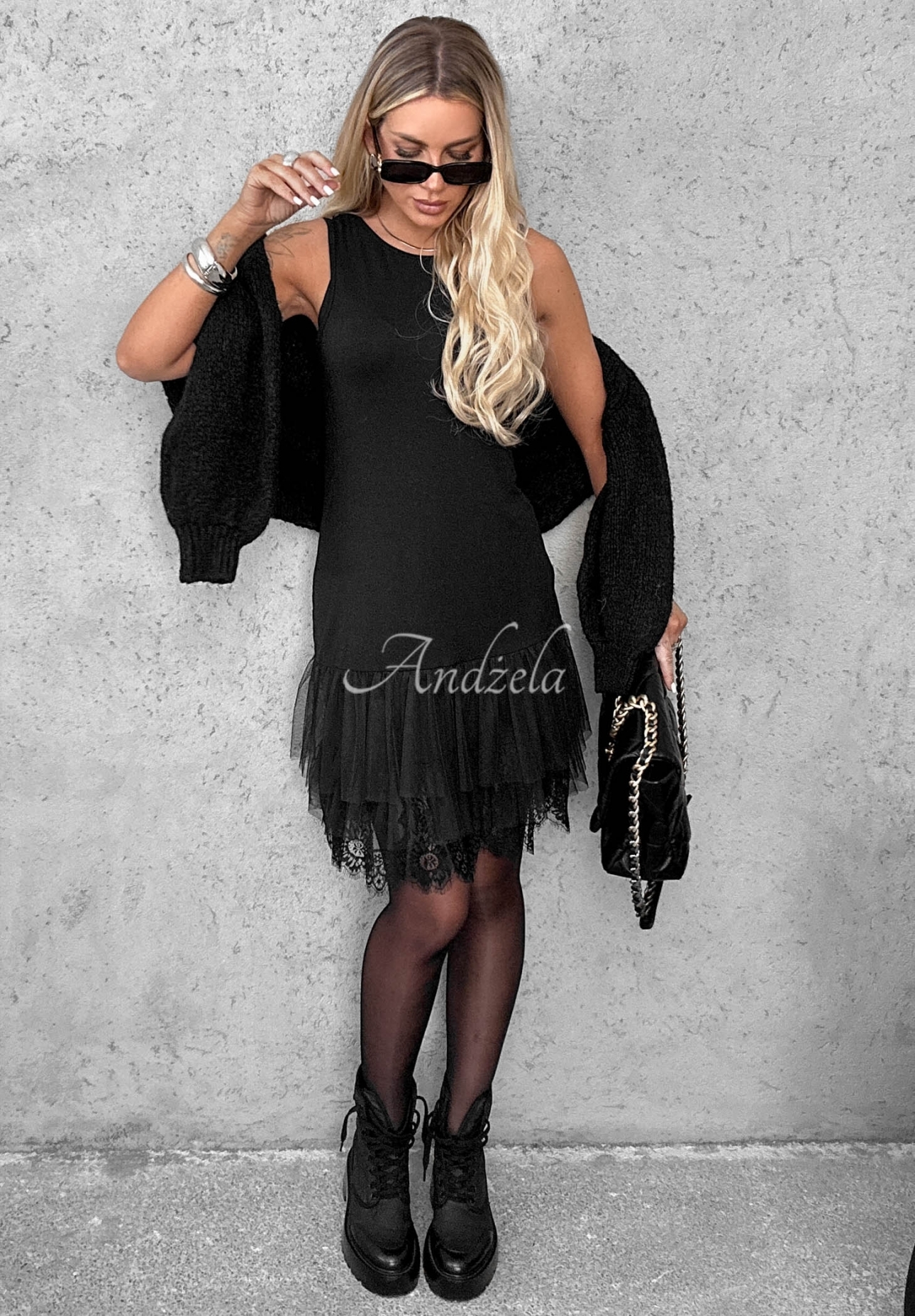 Viskose-Unterkleid mit Spitze Good Point Schwarz