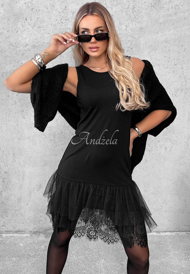 Viskose-Unterkleid mit Spitze Good Point Schwarz