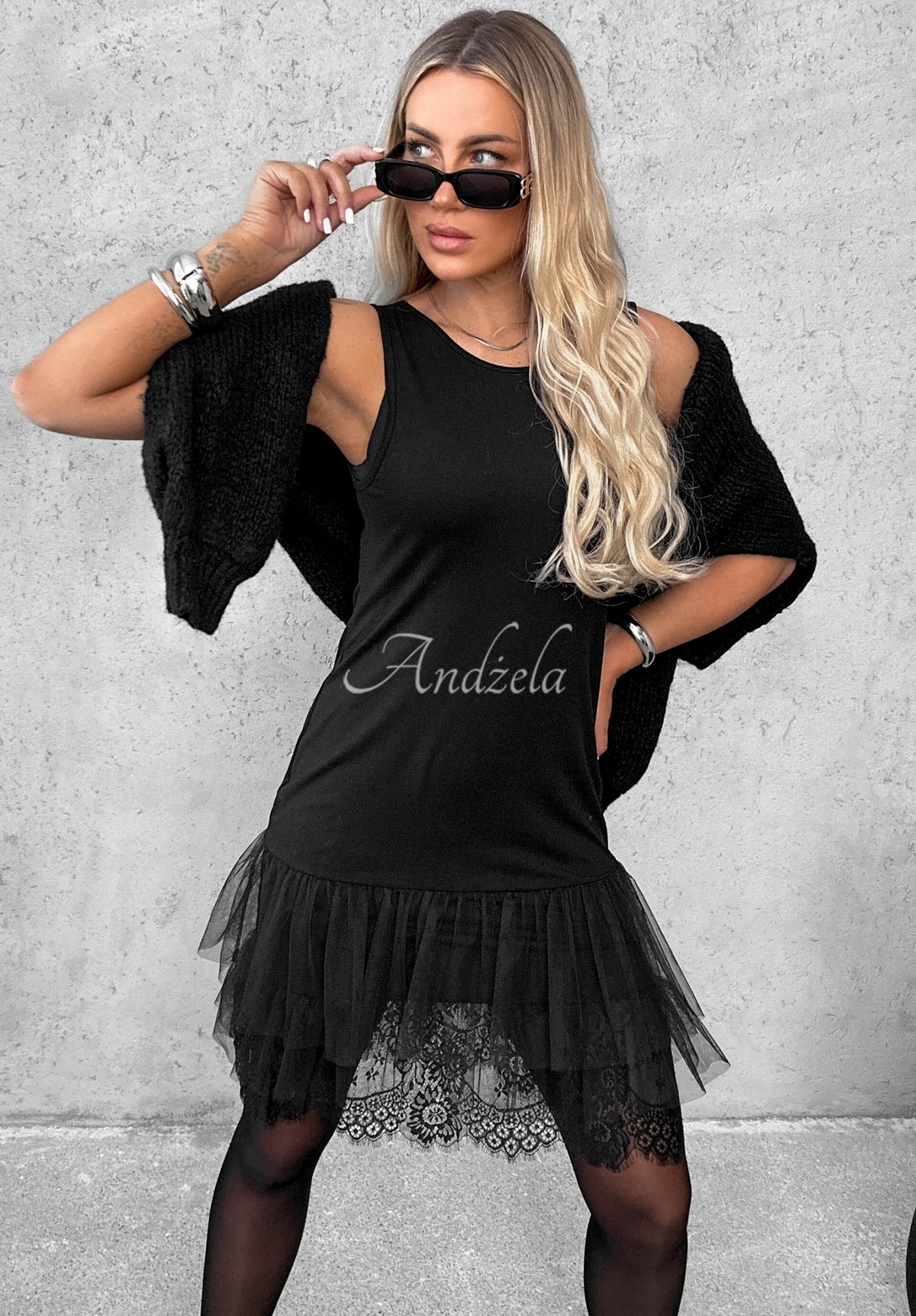 Viskose-Unterkleid mit Spitze Good Point Schwarz