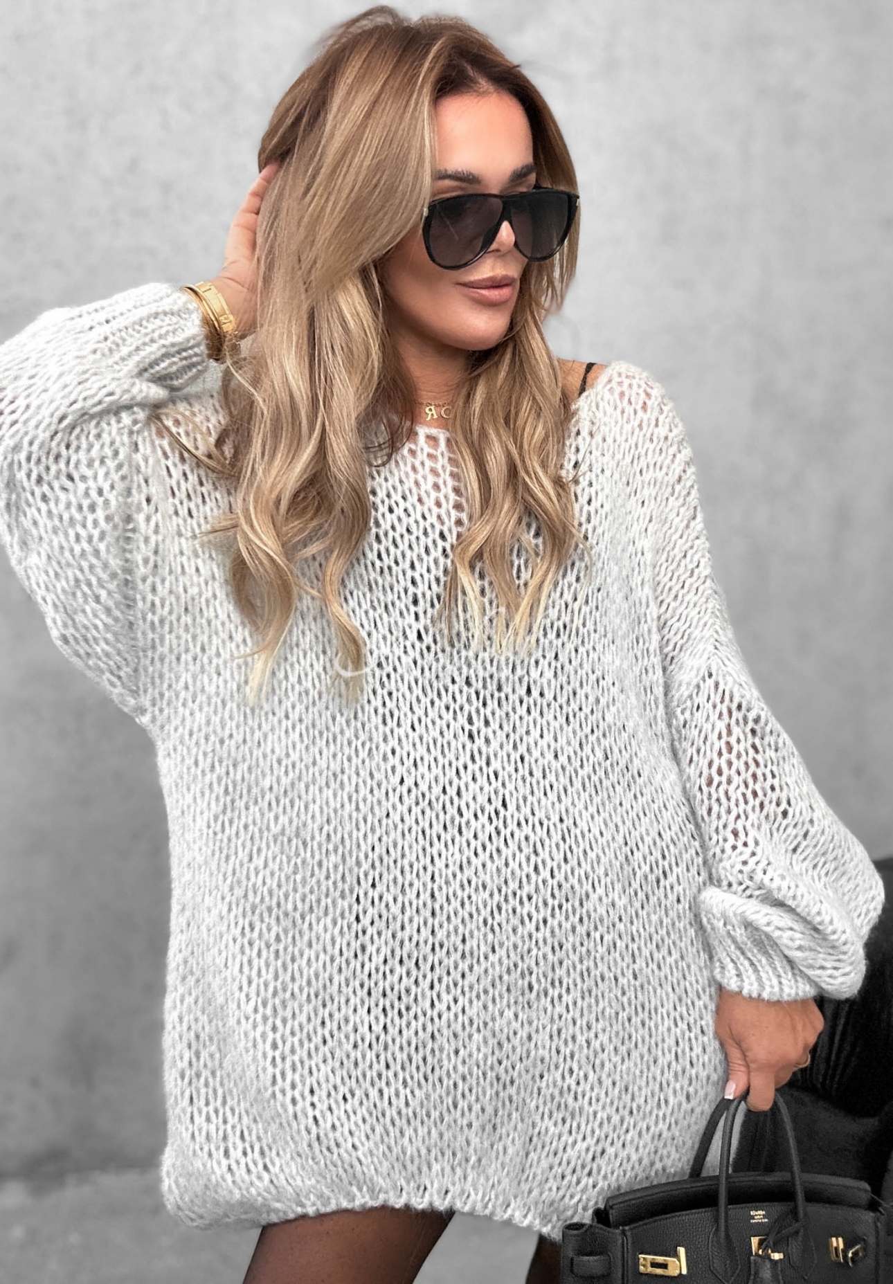Weicher Oversize Pullover aus Wolle und Viskose Sugar Babe Grau