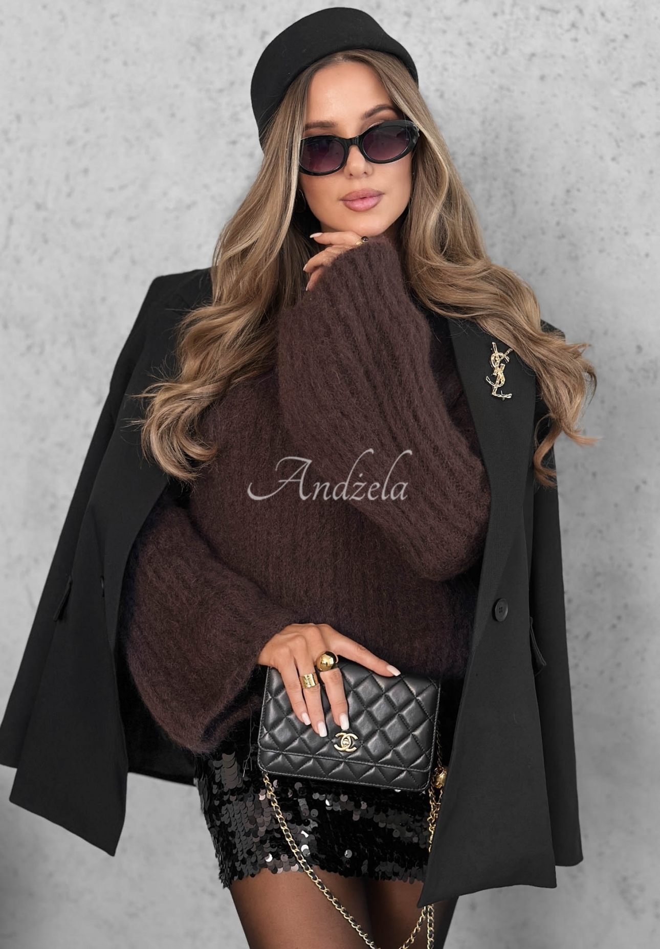 Mohairpullover mit weiten Ärmeln Better Than That Schokoladenbraun
