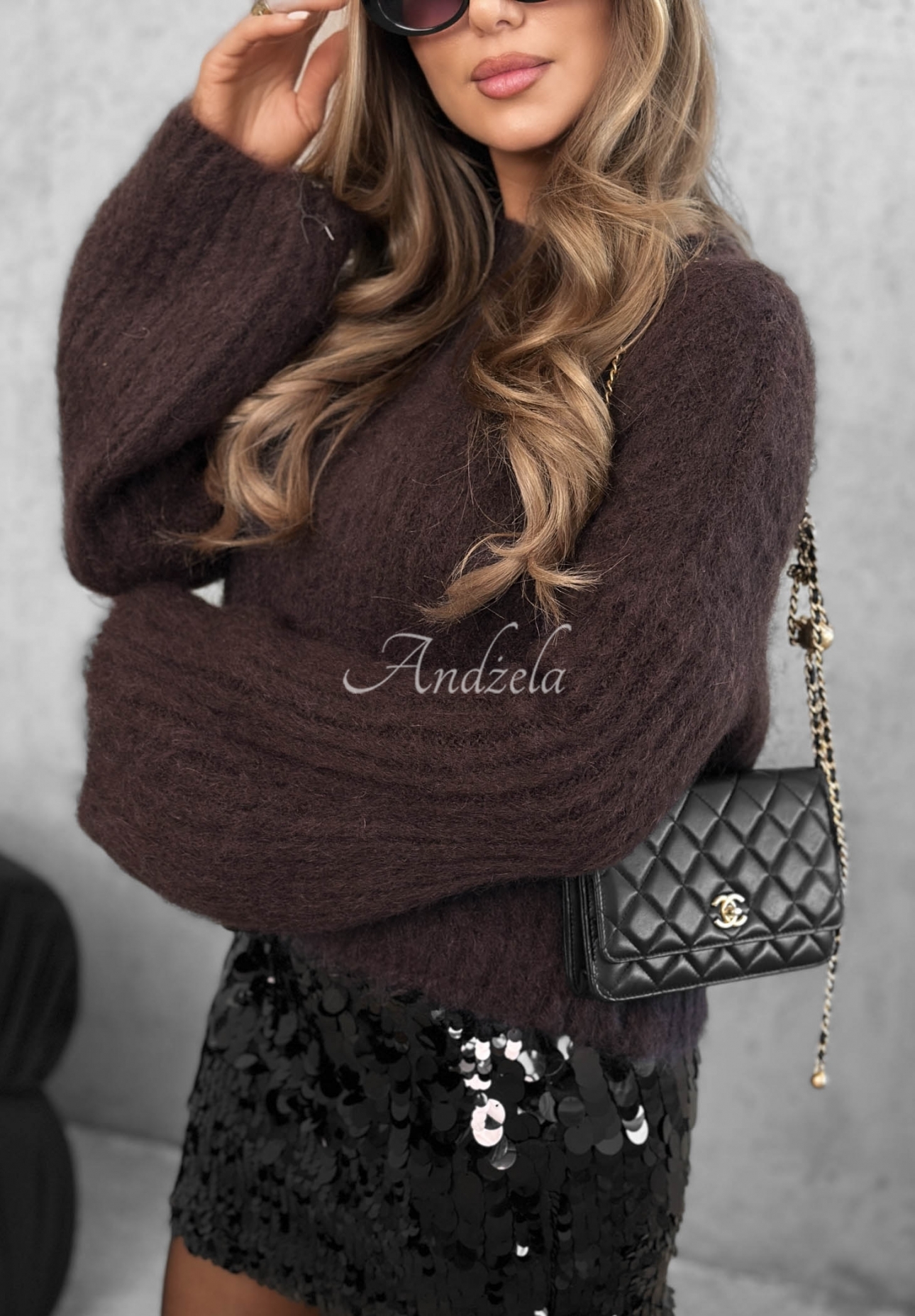 Mohairpullover mit weiten Ärmeln Better Than That Schokoladenbraun