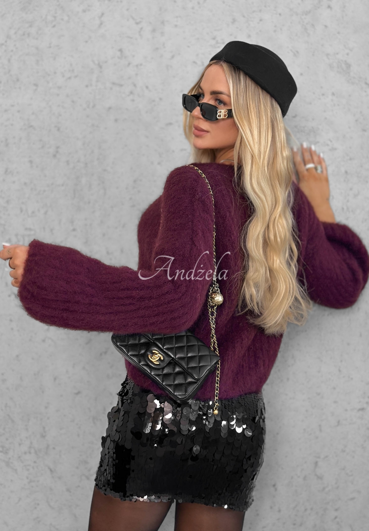 Mohairpullover mit weiten Ärmeln Better Than That Beerenfarben