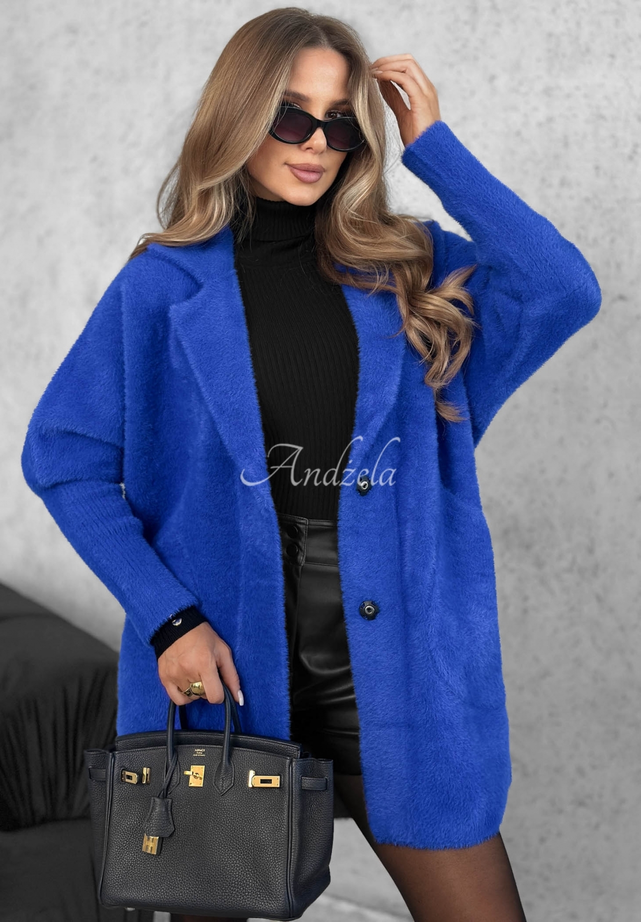 Mantel alpaka oversize Royal Kobaltblau