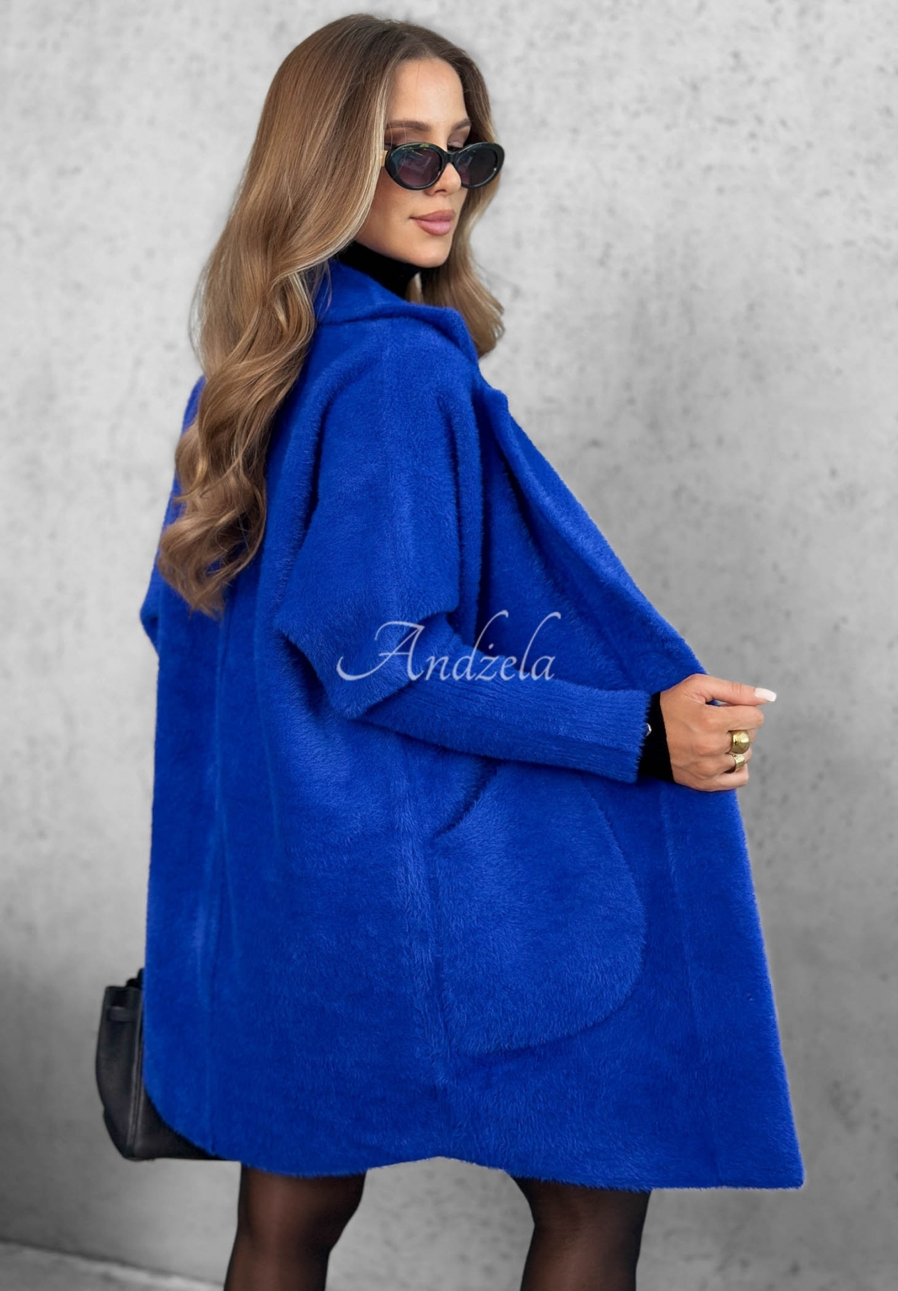 Mantel alpaka oversize Royal Kobaltblau