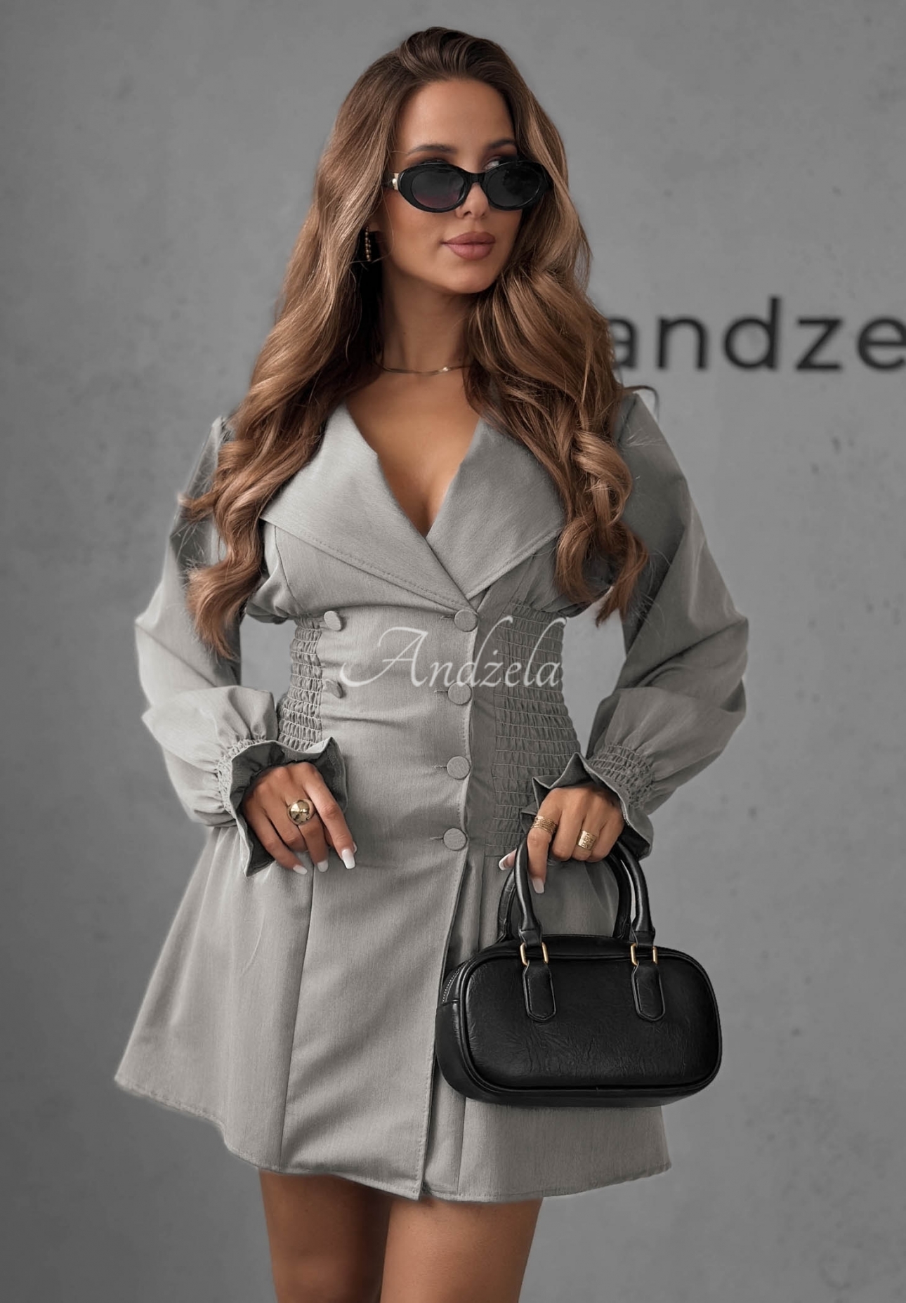 Mini-Blazerkleid mit Rüschen City Romance Hellgrau