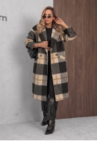 Długi Mantel oversize w kratę Cloudy Daydream Schwarz