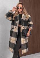 Długi Mantel oversize w kratę Cloudy Daydream Schwarz
