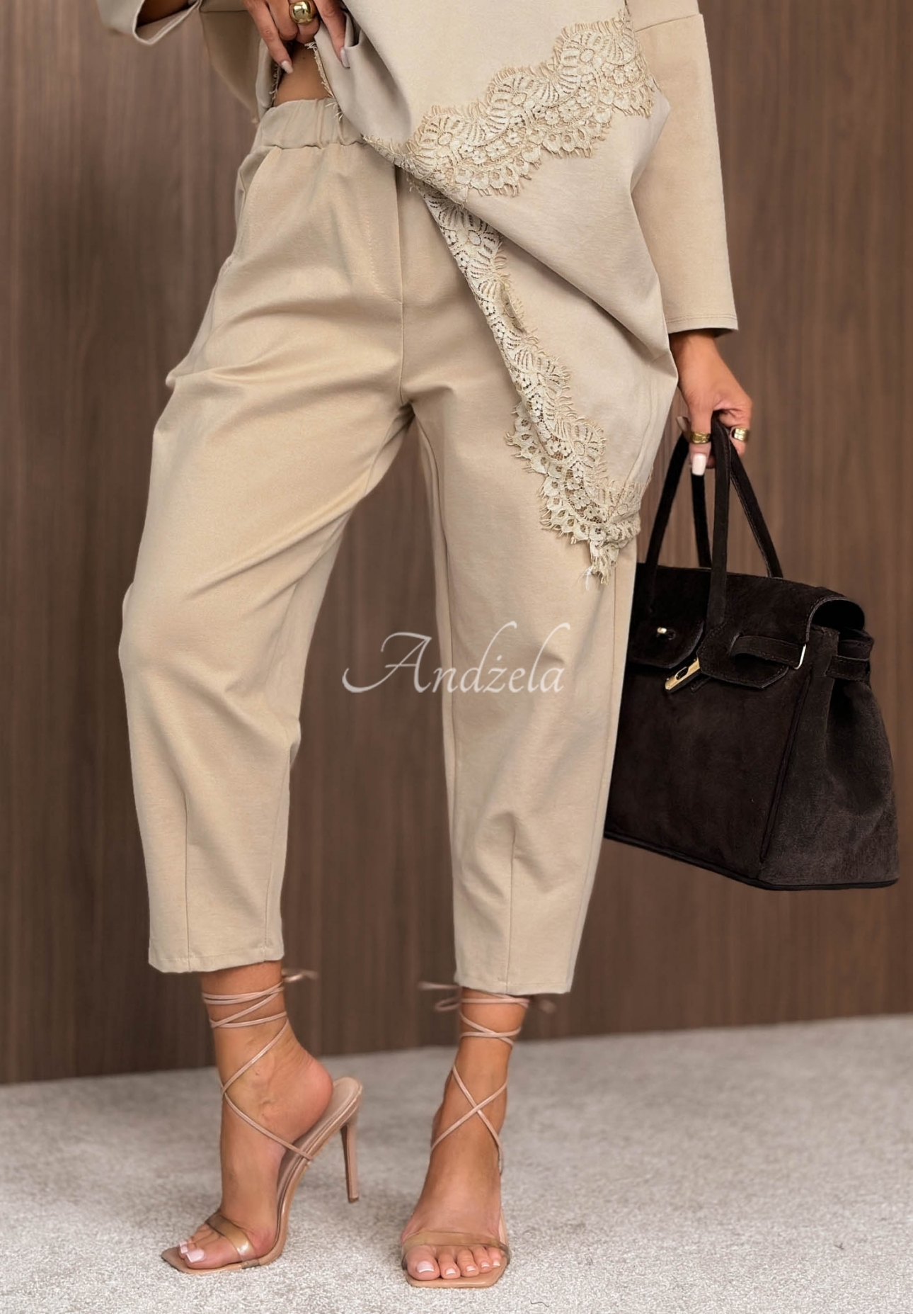 Ballonhose aus Viskose mit Gummizug in der Taille Rainy Saturday Beige