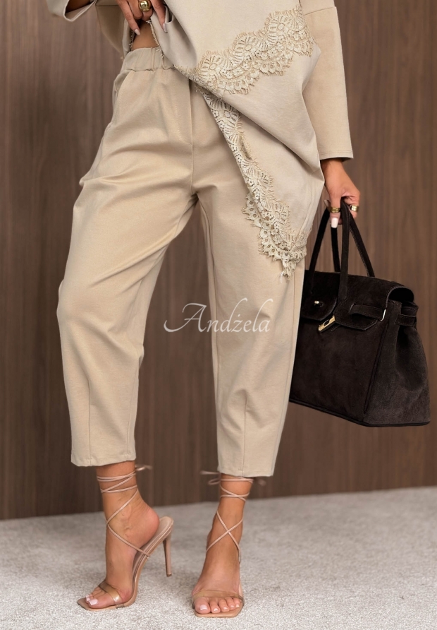 Ballonhose aus Viskose mit Gummizug in der Taille Rainy Saturday Beige