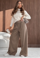 Material Hose wide leg z przeszyciami Warm Coffee Grau