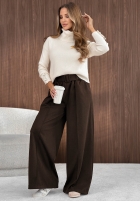 Material Hose wide leg z przeszyciami Warm Coffee Grau
