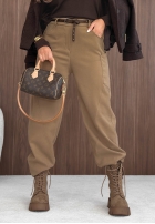 zamszowe Hose mom fit z paskiem Lucky Fall Schokoladenbraun