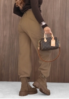 zamszowe Hose mom fit z paskiem Lucky Fall Schokoladenbraun