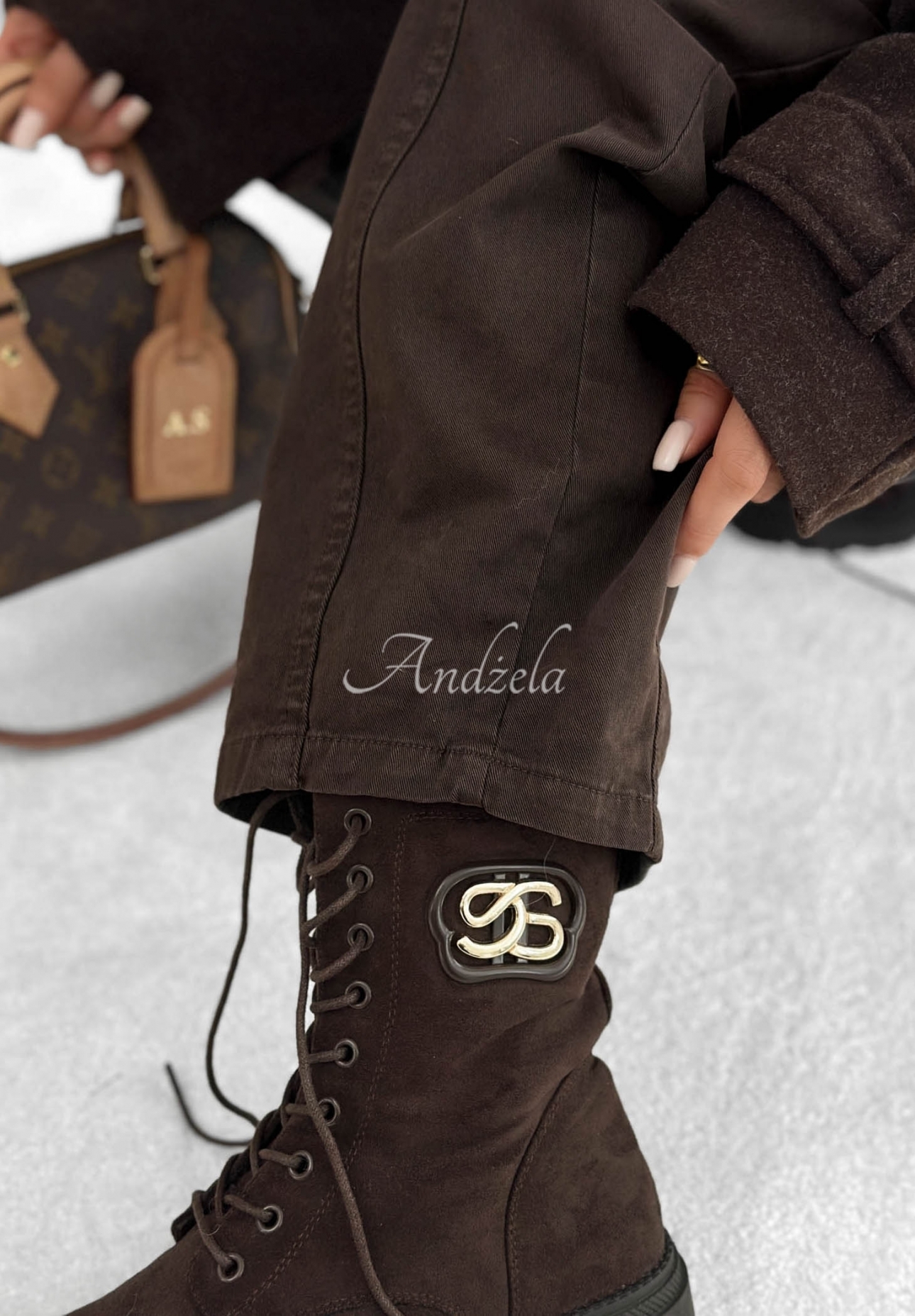 Jeanshose Banana mit Gürtel Be Myself Schokoladenbraun