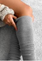 Prążkowane podkolanówki z wełną merino Pretty Legs Mokkafarben