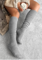 Prążkowane podkolanówki z wełną merino Pretty Legs Mokkafarben