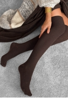 Prążkowane podkolanówki z wełną merino Pretty Legs Mokkafarben