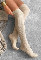 Prążkowane podkolanówki z wełną merino Pretty Legs Mokkafarben