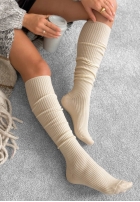 Prążkowane podkolanówki z wełną merino Pretty Legs Mokkafarben