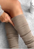 Prążkowane podkolanówki z wełną merino Pretty Legs Mokkafarben