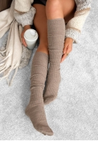 Prążkowane podkolanówki z wełną merino Pretty Legs Mokkafarben