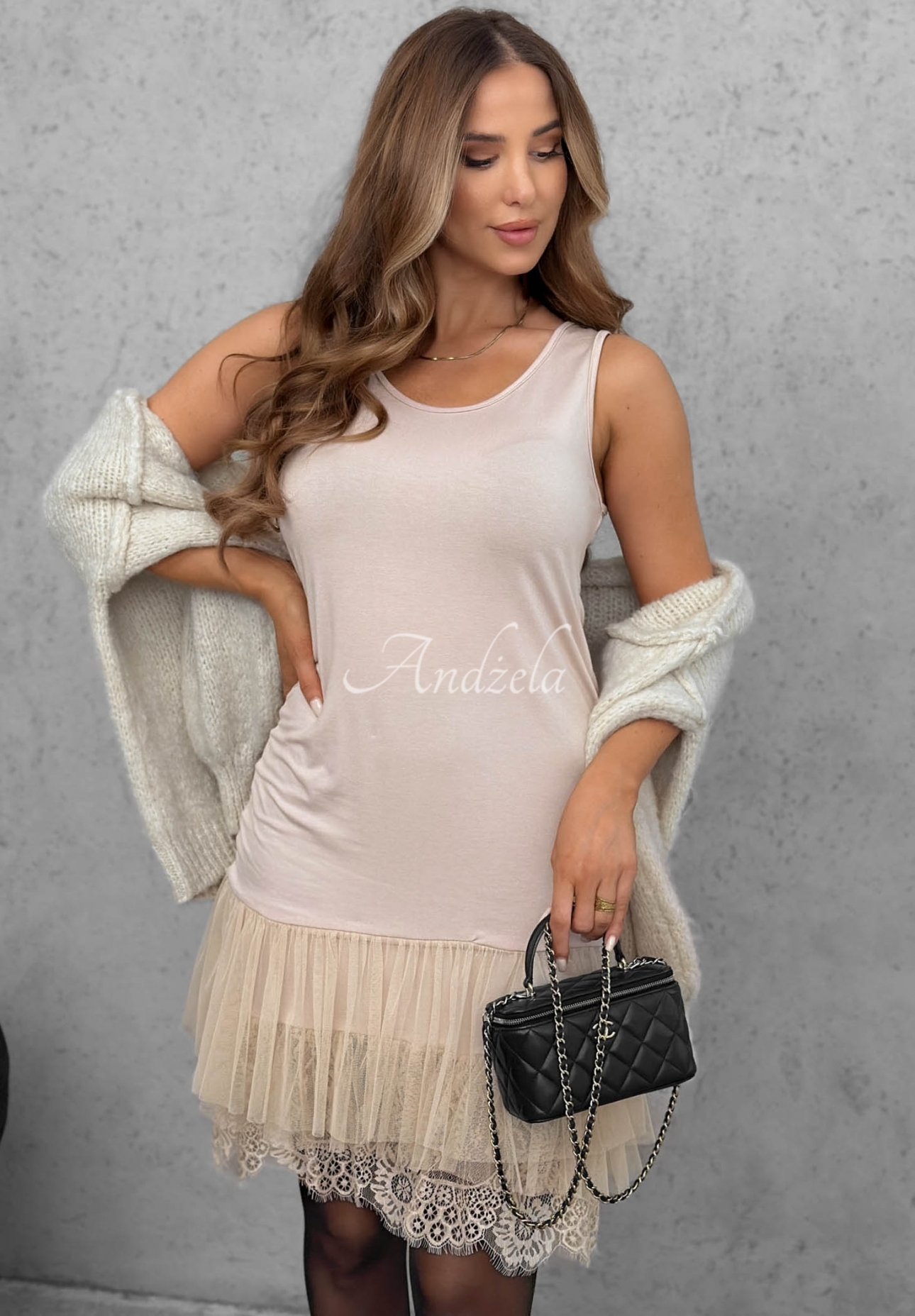 Viskose-Unterkleid mit Spitze Good Point Beige