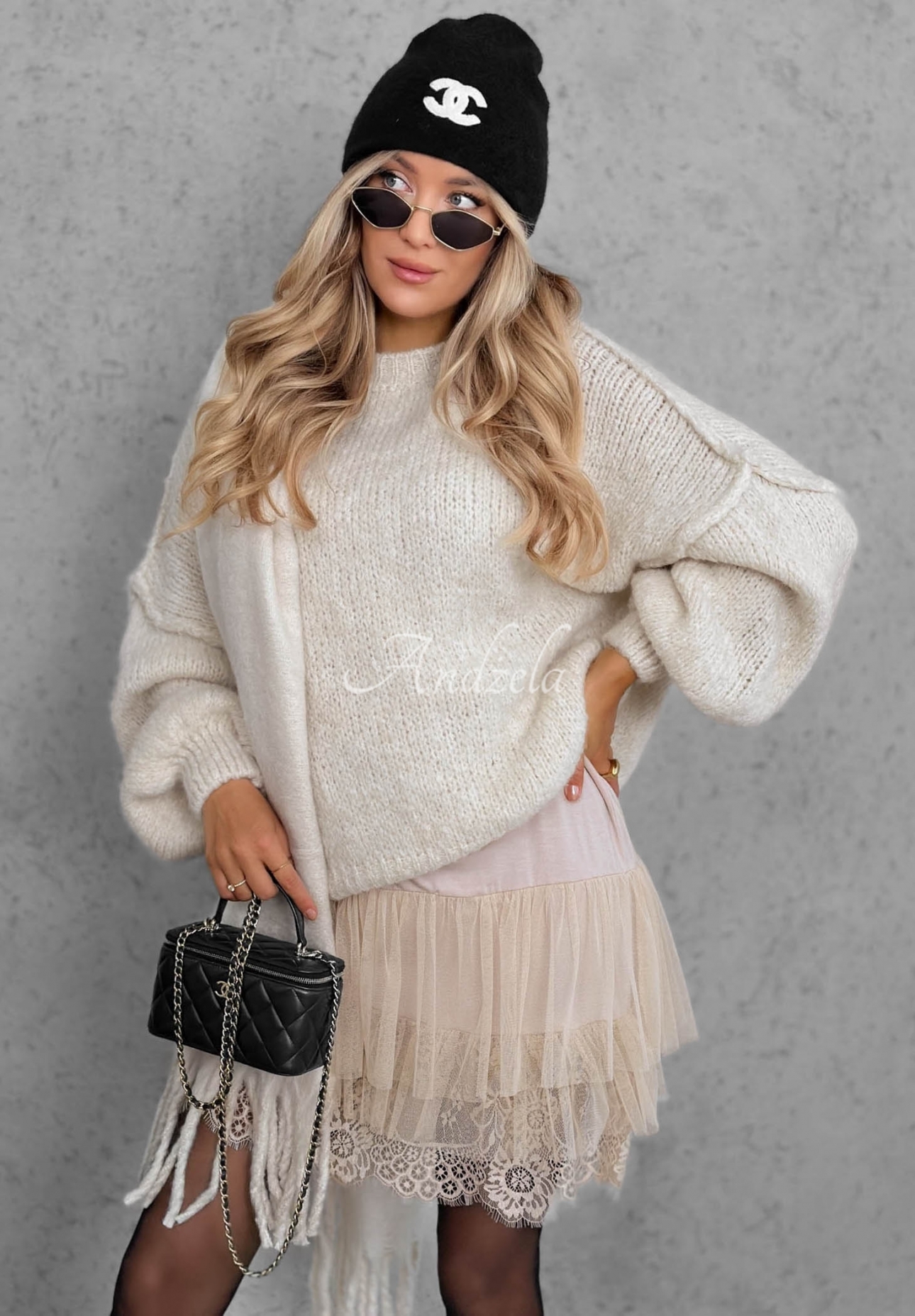 Viskose-Unterkleid mit Spitze Good Point Beige