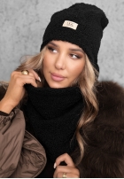 Set Mütze i szalik z kożuszkiem Winter Lady Schwarz